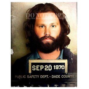 Jim Morrison Mugshot Photograph 11 X 14 | RARE 1970 Mug Shot Photo | Poster Art